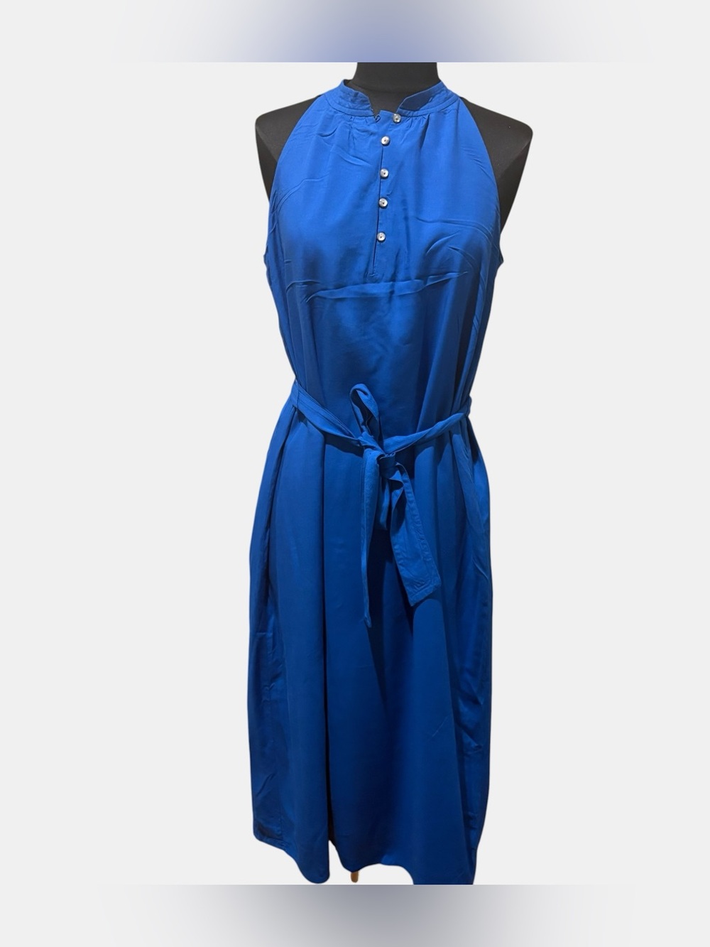 Ann Taylor Factory Royal Blue Halter Midi Dress with Waist Tie